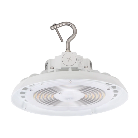 Medinah Power | UFO 200-300W Series Round LED High Bay | Up to 45,000 Lumens | CCT & Wattage Selectable | 120-277v | White_full view