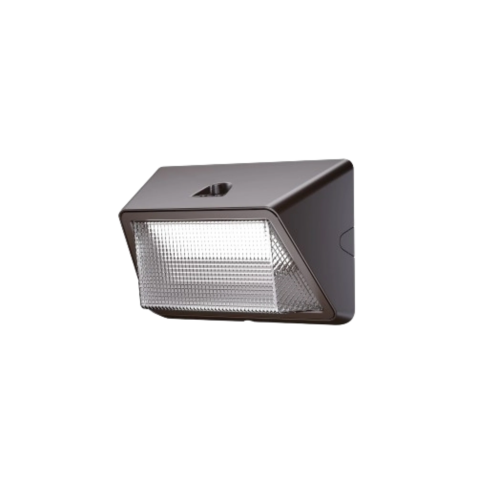 A bronze outdoor wall pack shown against a plain white background.