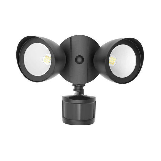 NaturaLED® | 1400 Lumens | BFD20 Series Dual Head LED Security Light w/ Motion Sensor | 20W | 3000K or 5000K | 120v | Black or White