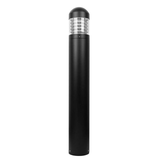 C-Lite Round LED Bollard with Dome Top & Louvered Lens | CCT & Wattage Selectable | C-BD-A-BP Series | Up to 1700 Lumens | Black