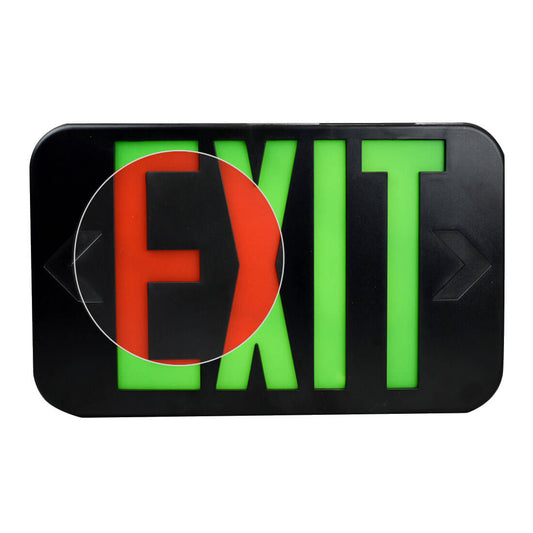 C-Lite Compact LED Exit Sign | Battery Backup | Red & Green Letters | Black or White