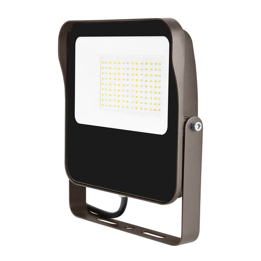 savr® LED Flood Light w/ Yoke and Photocell | CCT & Wattage Selectable | E-FLA Series | 5800 Lumens | 40W | Bronze