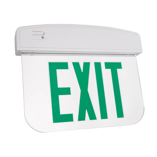 C-Lite LED Edgelit Exit Sign | C-EE-A-EX Series | Single or Double Face | Red or Green Letters | With or Without Self Test | Battery Backup | Silver